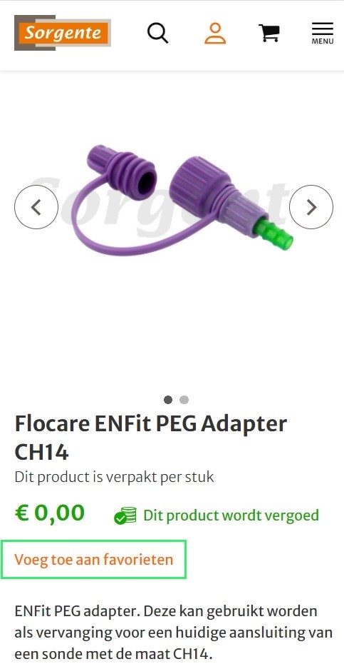 Product toevoegen aan favorieten